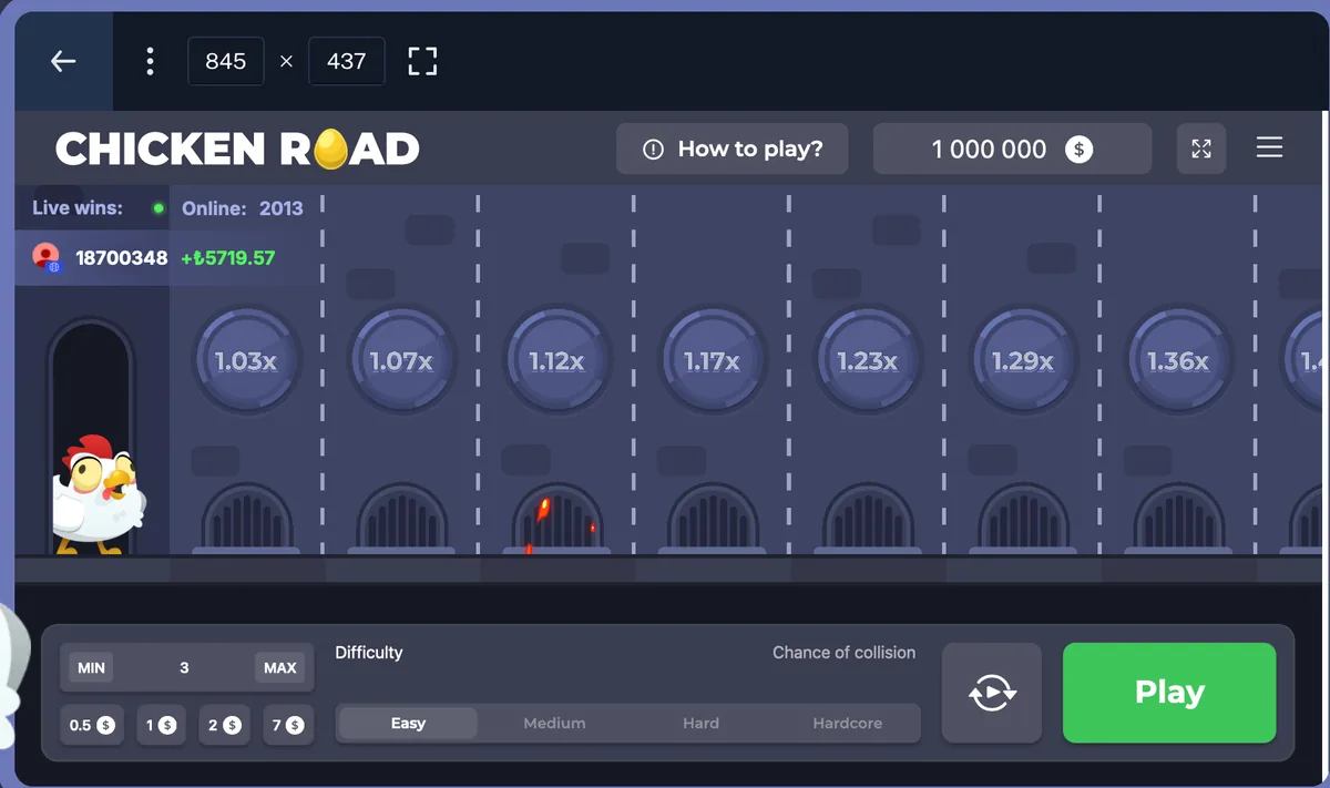 Chicken Road screenshot hry - kuře přechází silnici, multiplikátor ×3,24 na tlačítku cash out